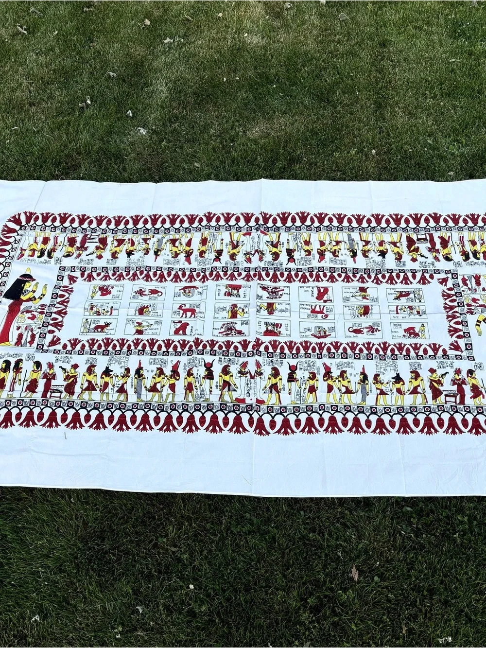 Egyptian Motif Cotton Dinner Napkins and Tablecloth